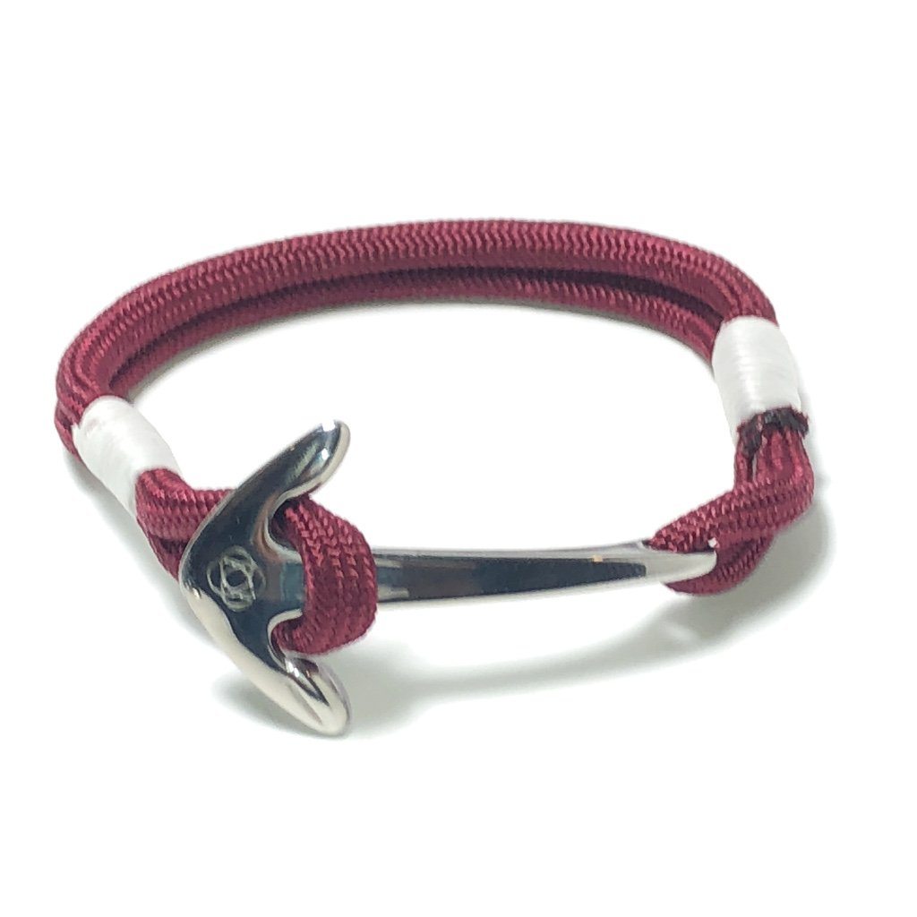 Nautical Knot Burgundy Nautical Anchor Bracelet Stainless Steel 022 handmade at Mystic Knotwork