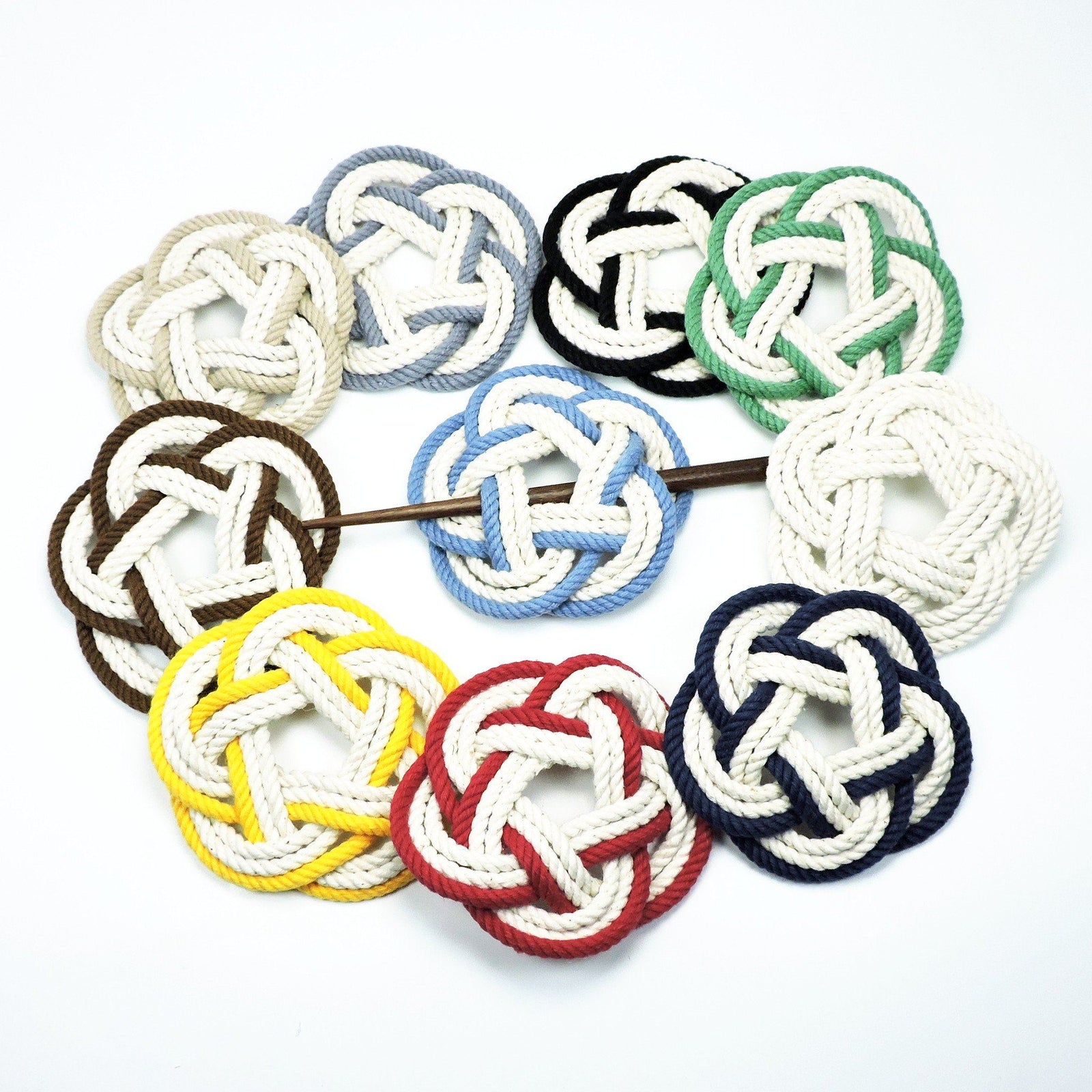 Nautical Knot Sailor Knot Hair Stick Barrette, Nautical Colors handmade at Mystic Knotwork