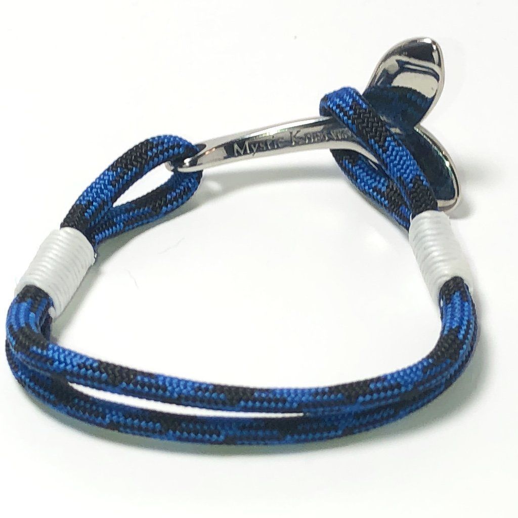 Nautical Knot Black and Blue Nautical Whale Tail Bracelet 98 handmade at Mystic Knotwork