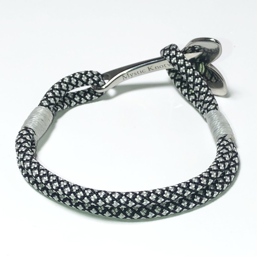 Nautical Knot Black and White Nautical Whale Tail Bracelet Stainless Steel 167 handmade at Mystic Knotwork