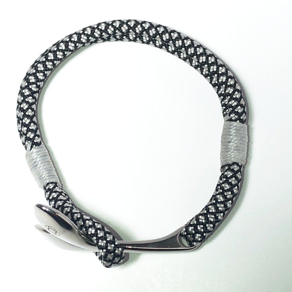 Nautical Knot Black and White Nautical Whale Tail Bracelet Stainless Steel 167 handmade at Mystic Knotwork