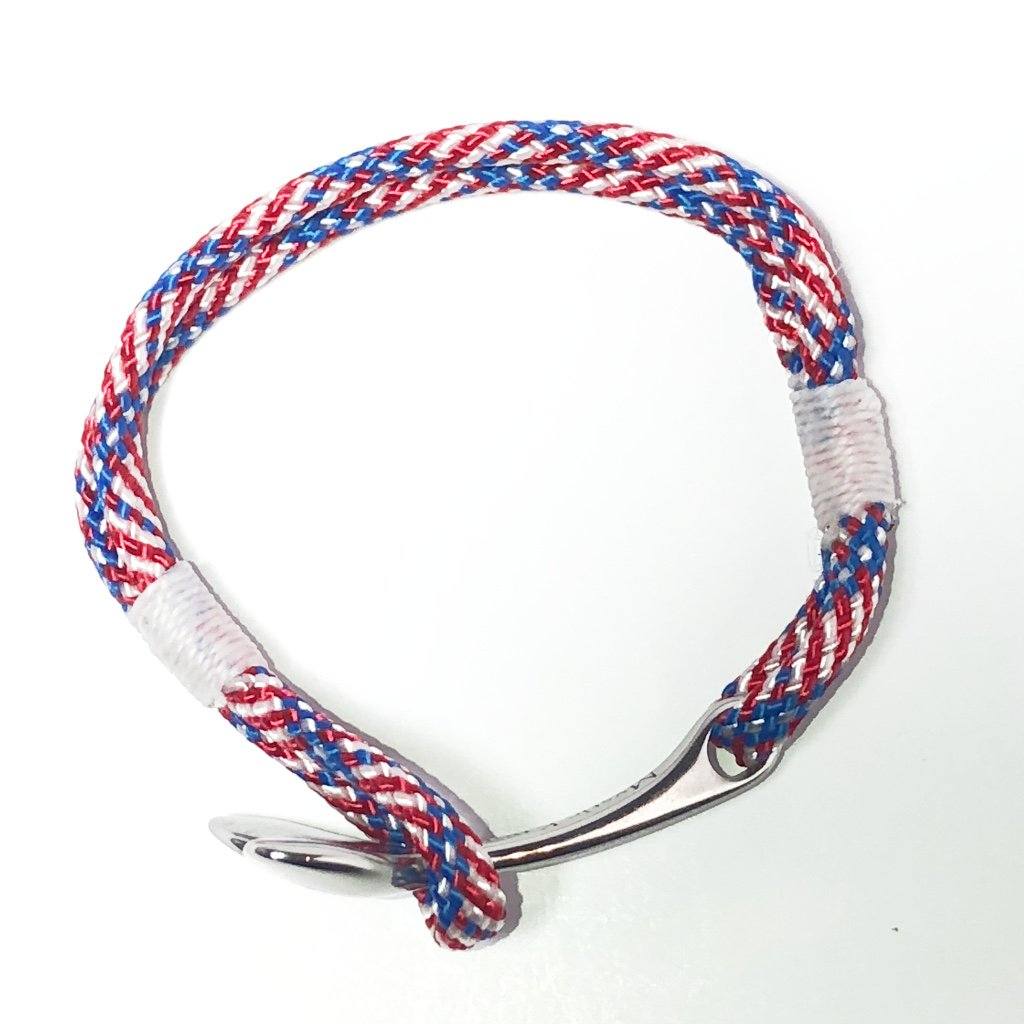 Nautical Knot Patriotic Nautical Whale Tail Bracelet Stainless Steel 187 handmade at Mystic Knotwork