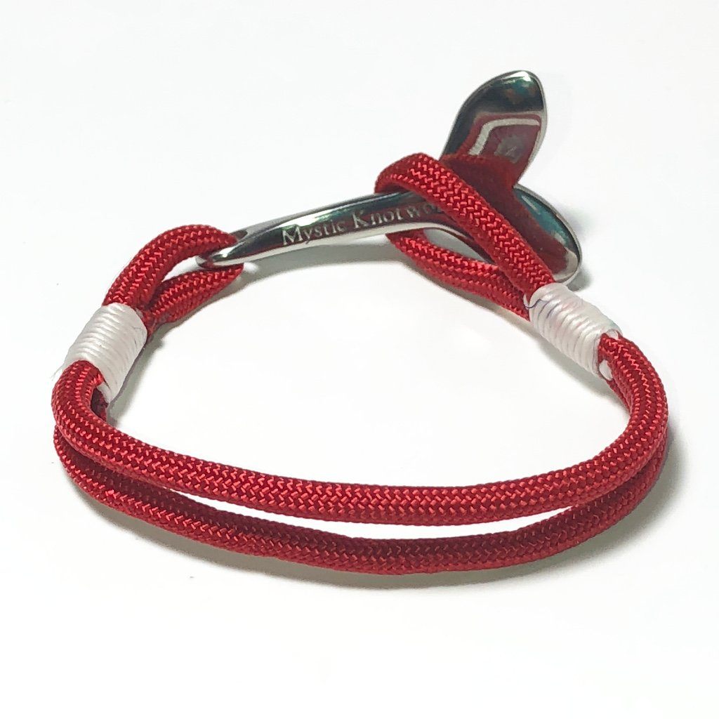 Nautical Knot Red Nautical Whale Tail Bracelet Stainless Steel 028 handmade at Mystic Knotwork