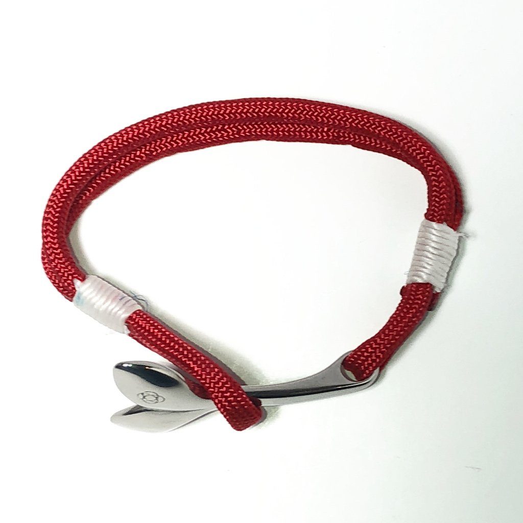 Nautical Knot Red Nautical Whale Tail Bracelet Stainless Steel 028 handmade at Mystic Knotwork