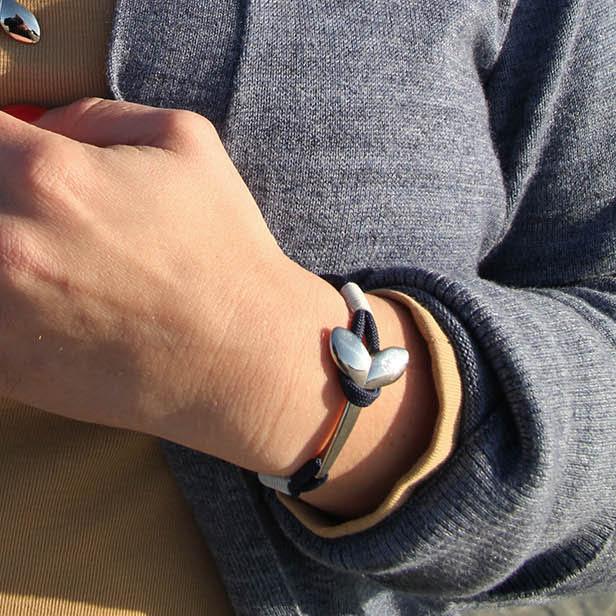 Navy Blue Nautical Whale Tail Bracelet Stainless Steel 020 Mystic Knotwork 