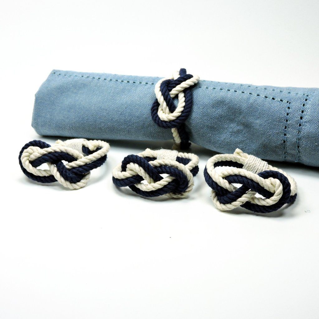 Nautical Knot Figure Eight Infinity Knot Napkin Rings, Sets of 4 handmade at Mystic Knotwork