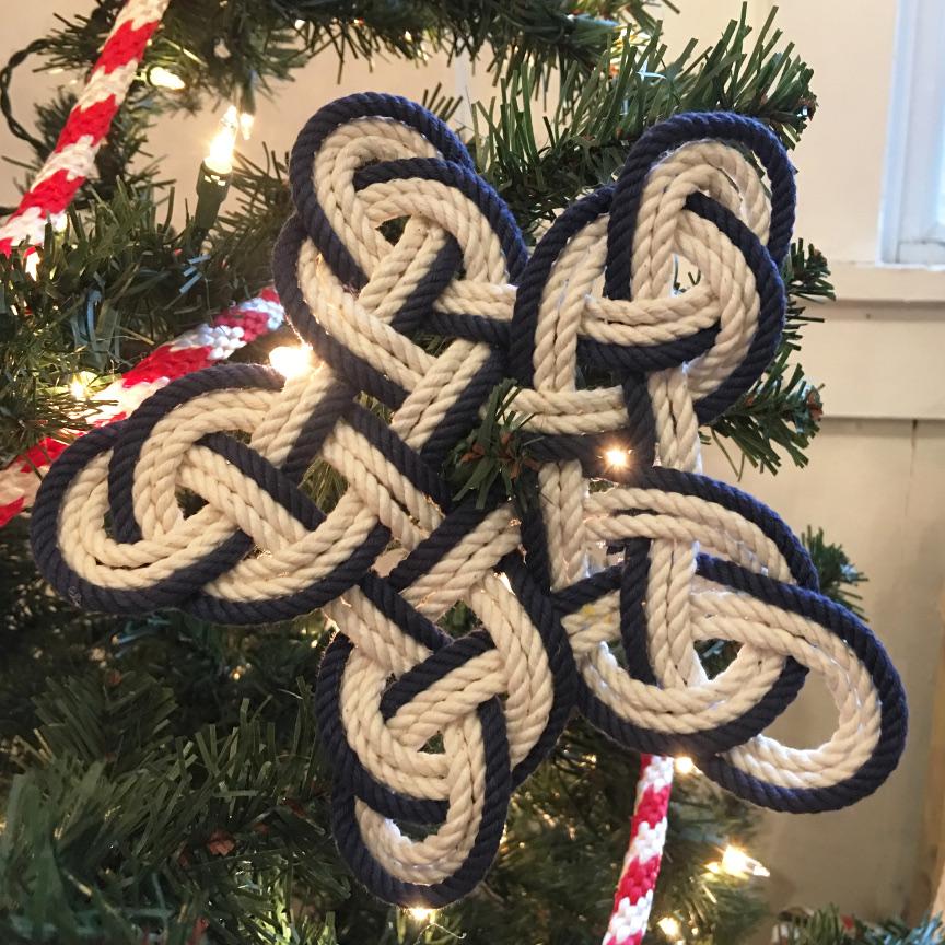 Nautical Knot Nautical Woven Star, Cotton Knot for Christmas Tree Topper or Home Decoration handmade at Mystic Knotwork
