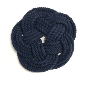 10" Nautical Sailor Knot Cotton Trivet, Large 4 Color Choices trivet Mysticknotwork.com Navy 
