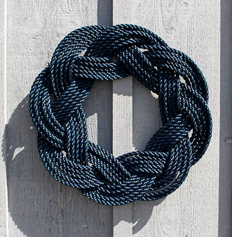 Nautical Wreath, Lobster Rope Sailor Knot Exterior Grade, Navy Mystic Knotwork 