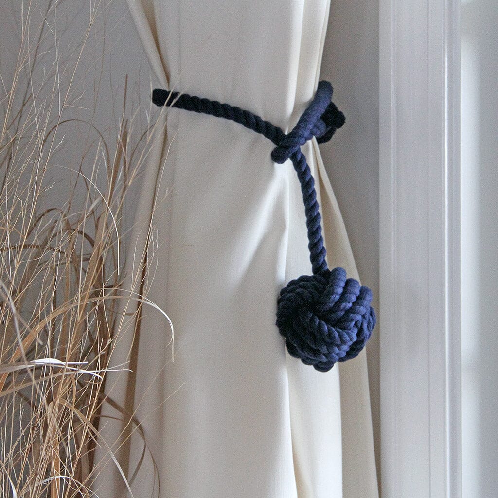 Monkey Fist Curtain Tie Back (each) home decoration Mysticknotwork.com navy 