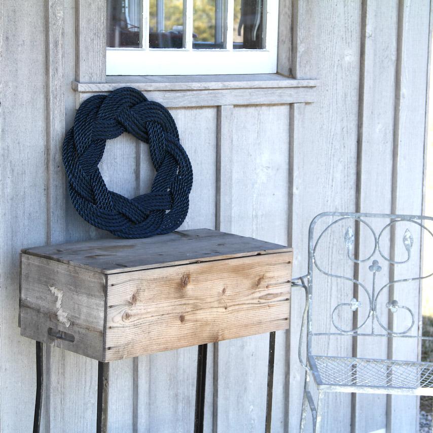 Nautical Wreath, Lobster Rope Sailor Knot Exterior Grade, Navy Mystic Knotwork 