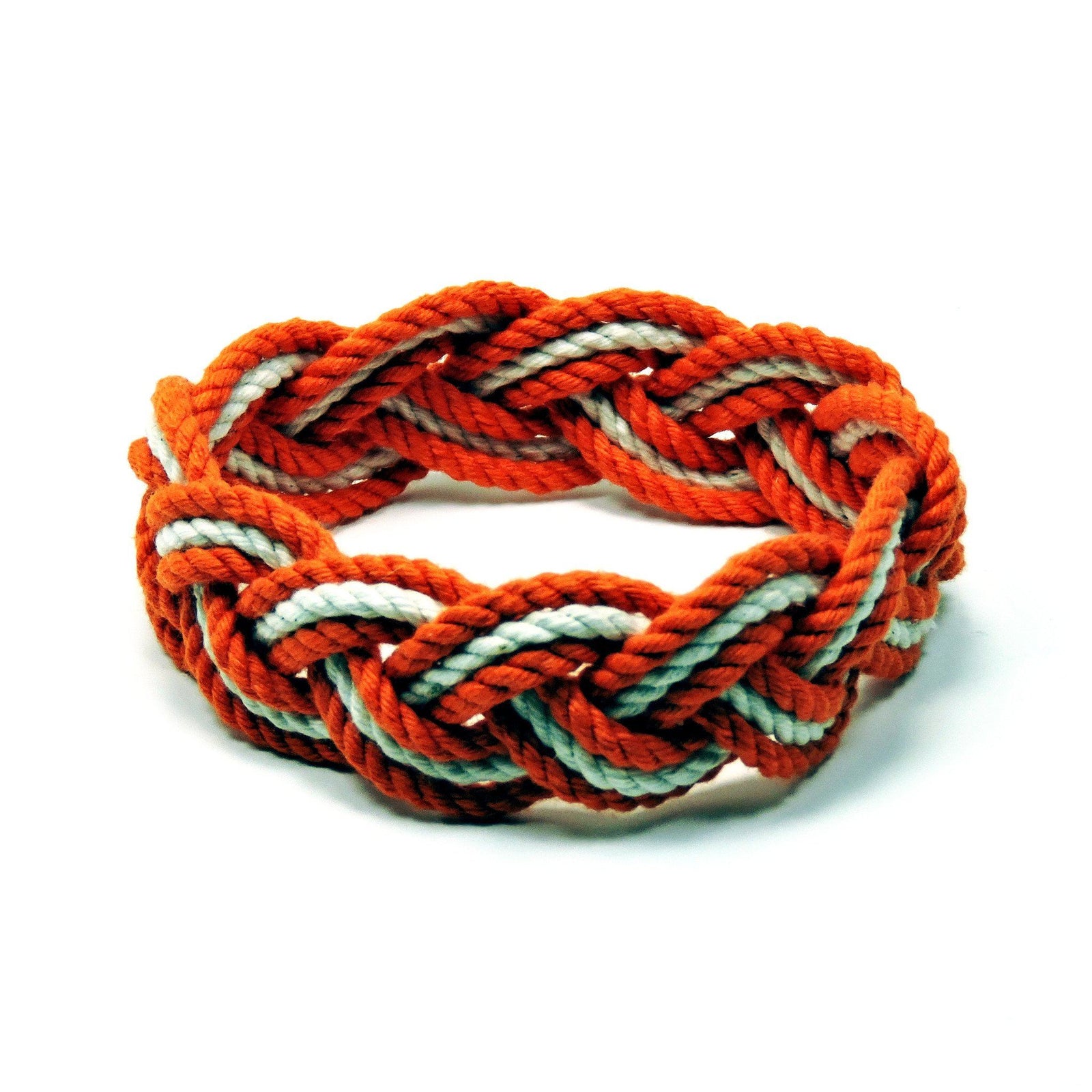Nautical Knot Striped Sailor Bracelet, Tropical Colors w/ White Stripe handmade at Mystic Knotwork