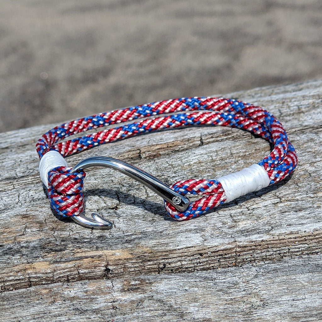 Patriotic Nautical Fish Hook Bracelet 187 Medium 7