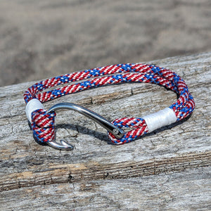 Patriotic Nautical Fish Hook Bracelet 187 Bracelets Mystic Knotwork 