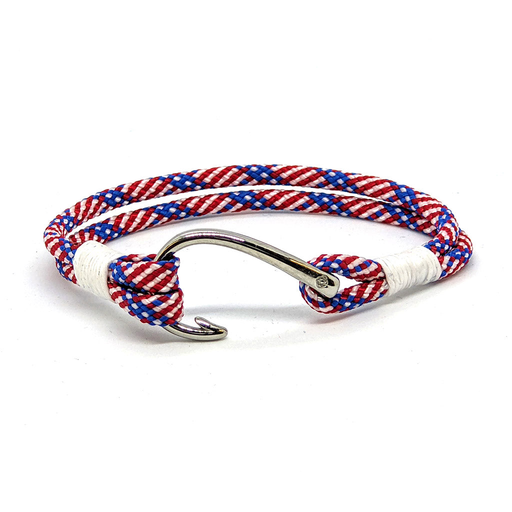 etsy fish hook wristband Patriotic Nautical Fish Hook Bracelet 187 Medium 7"