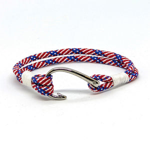 Fish Hook Nautical Bracelet 14 Color Choices Mystic Knotwork Small 6" patriotic 