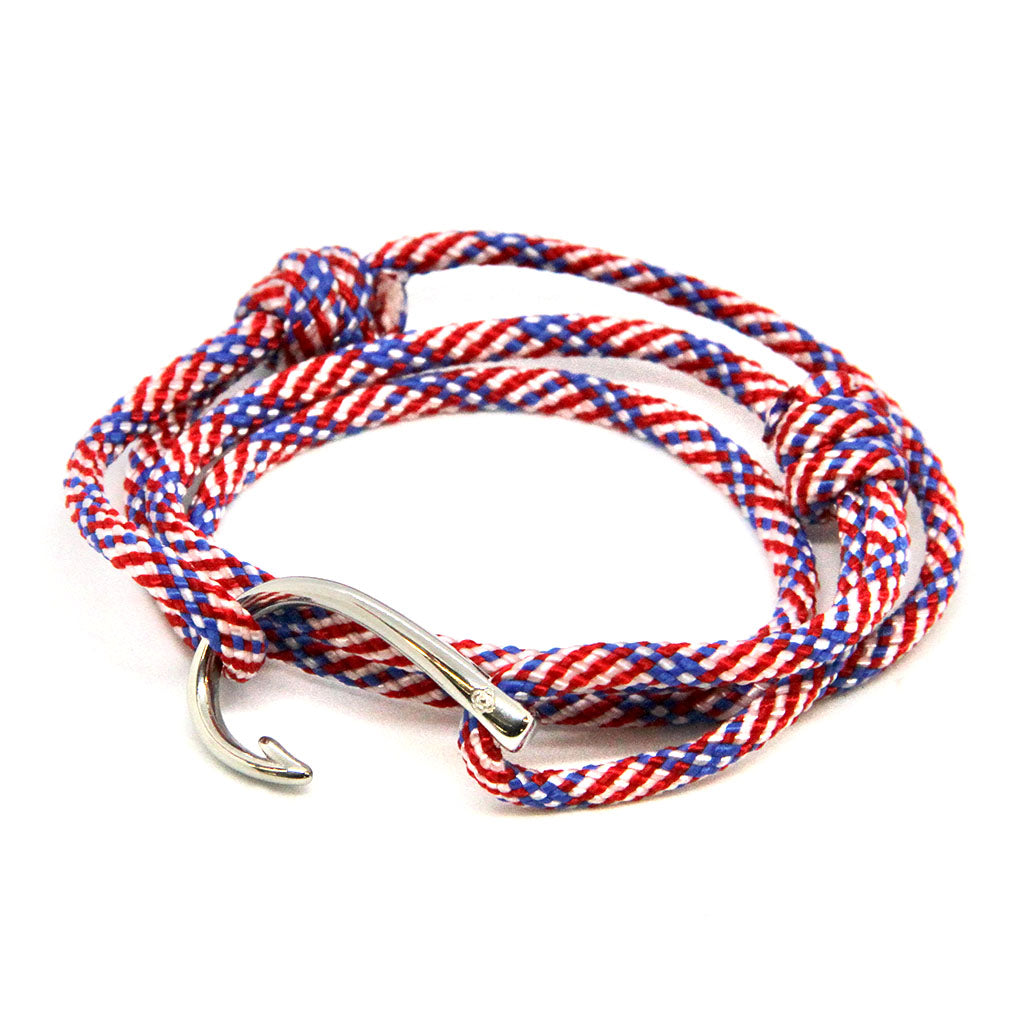 Adjustable Fish Hook Wrap, Bracelet or Anklet 14 Color Options Mystic Knotwork Patriotic (#187) 