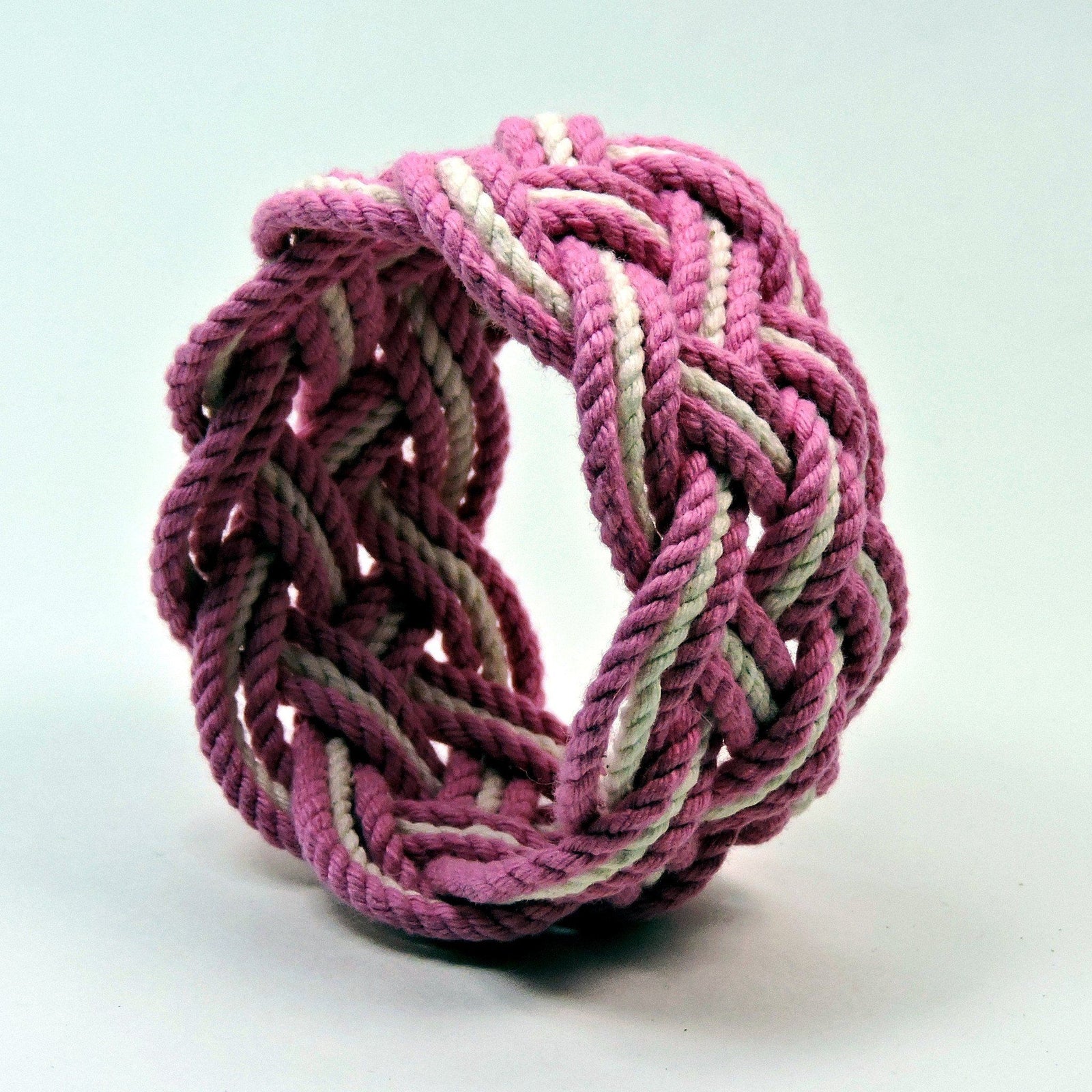 Nautical Knot Wide Striped Sailor Knot Bracelet handmade at Mystic Knotwork