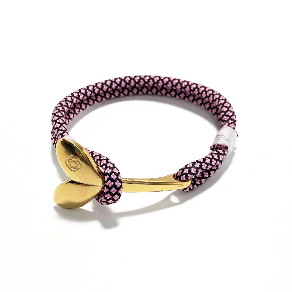 Pink Diamond Nautical Whale Tail Bracelet Brass 326 Mystic Knotwork 