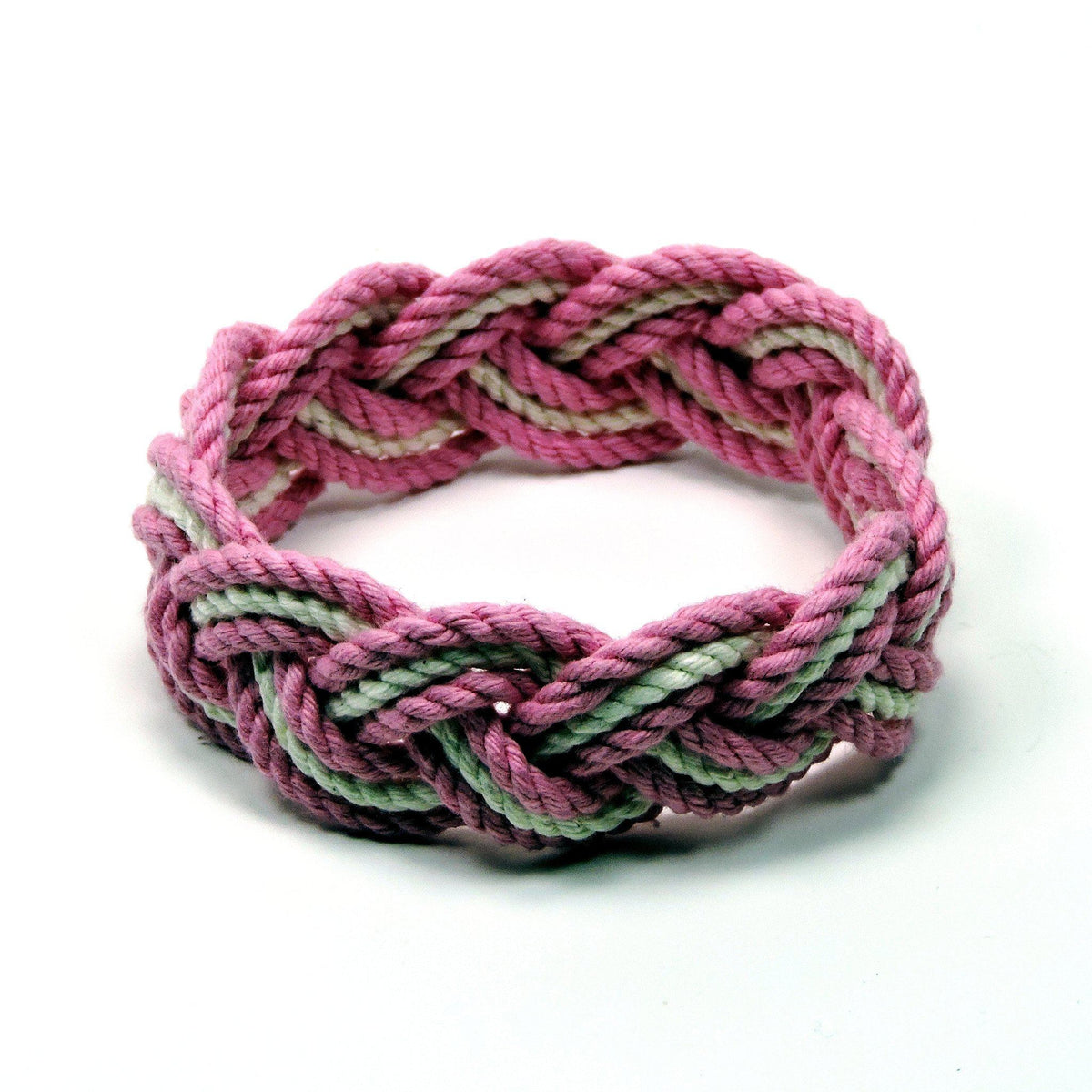 Nautical Knot Striped Sailor Bracelet, Tropical Colors w/ White Stripe handmade at Mystic Knotwork