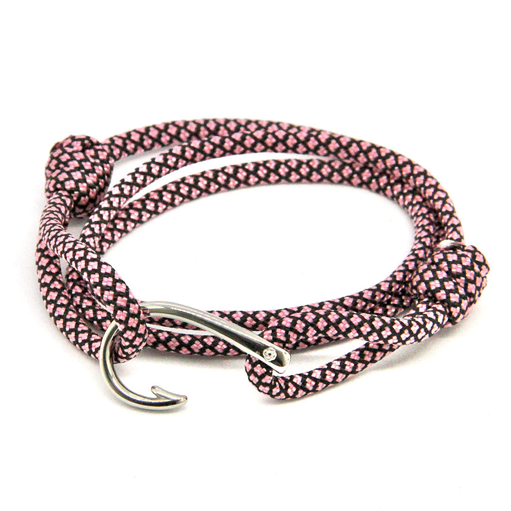 Adjustable Fish Hook Wrap, Bracelet or Anklet 14 Color Options Pink Diamond (#326)