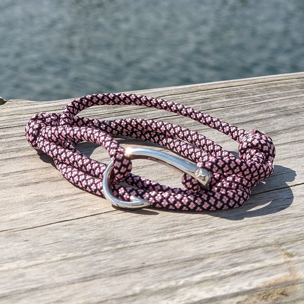 Nautical Adjustable Fish Hook Wrap Pink Diamond 326 handmade for $ 23.00