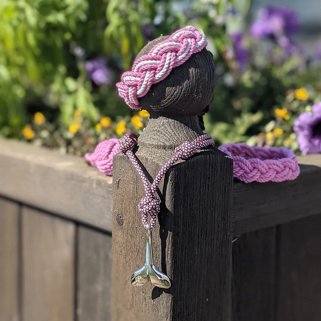 Pink Diamond Whale Tail Adjustable Necklace Stainless Steel 326 Mystic Knotwork 