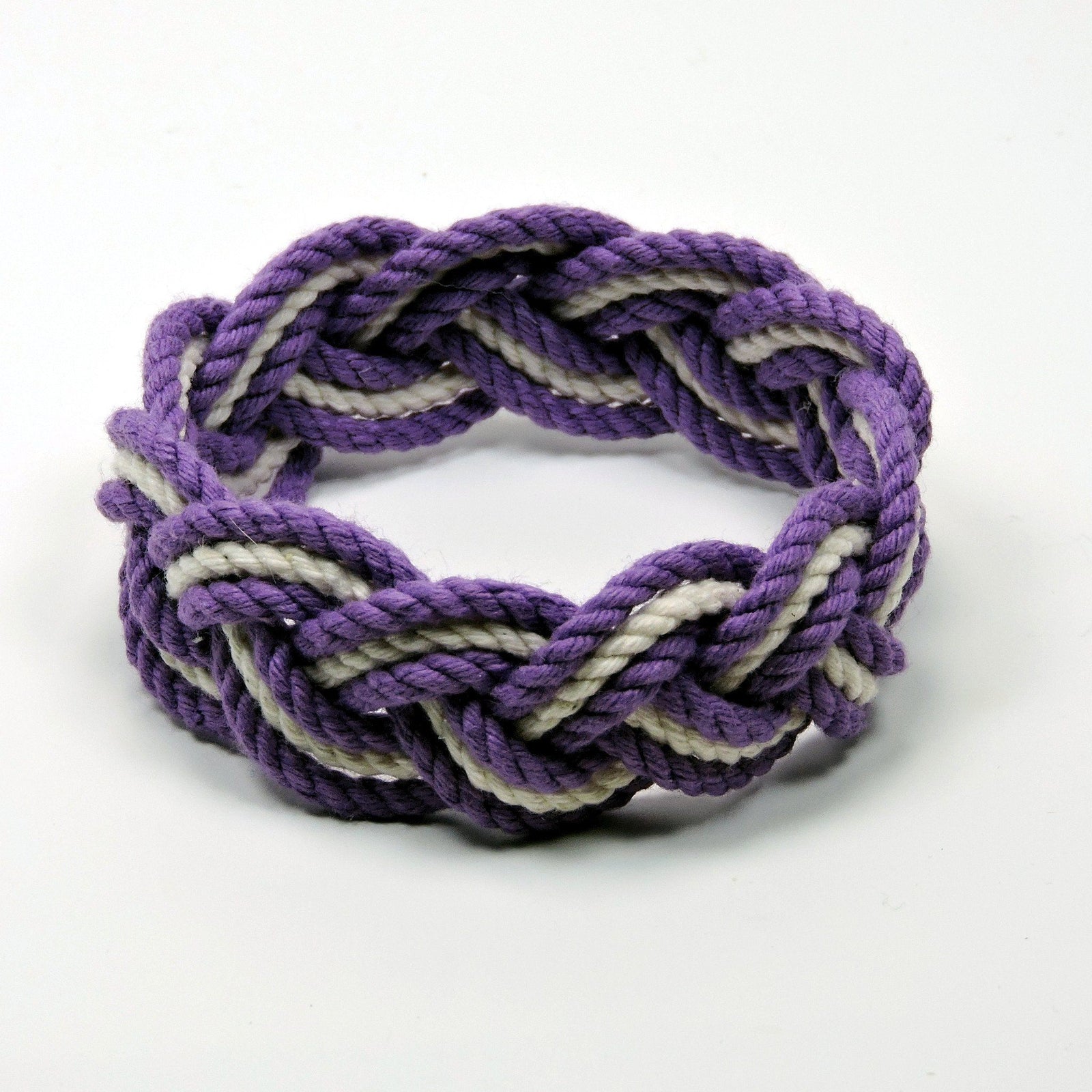 Nautical Knot Striped Sailor Bracelet, Tropical Colors w/ White Stripe handmade at Mystic Knotwork