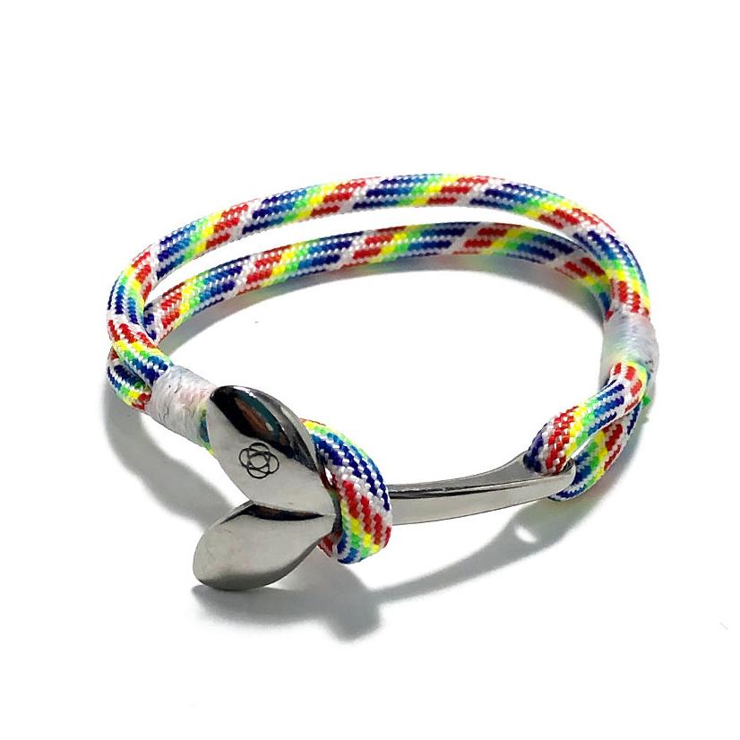 Nautical Knot Rainbow Nautical Whale Tail Bracelet Stainless Steel 137 handmade at Mystic Knotwork