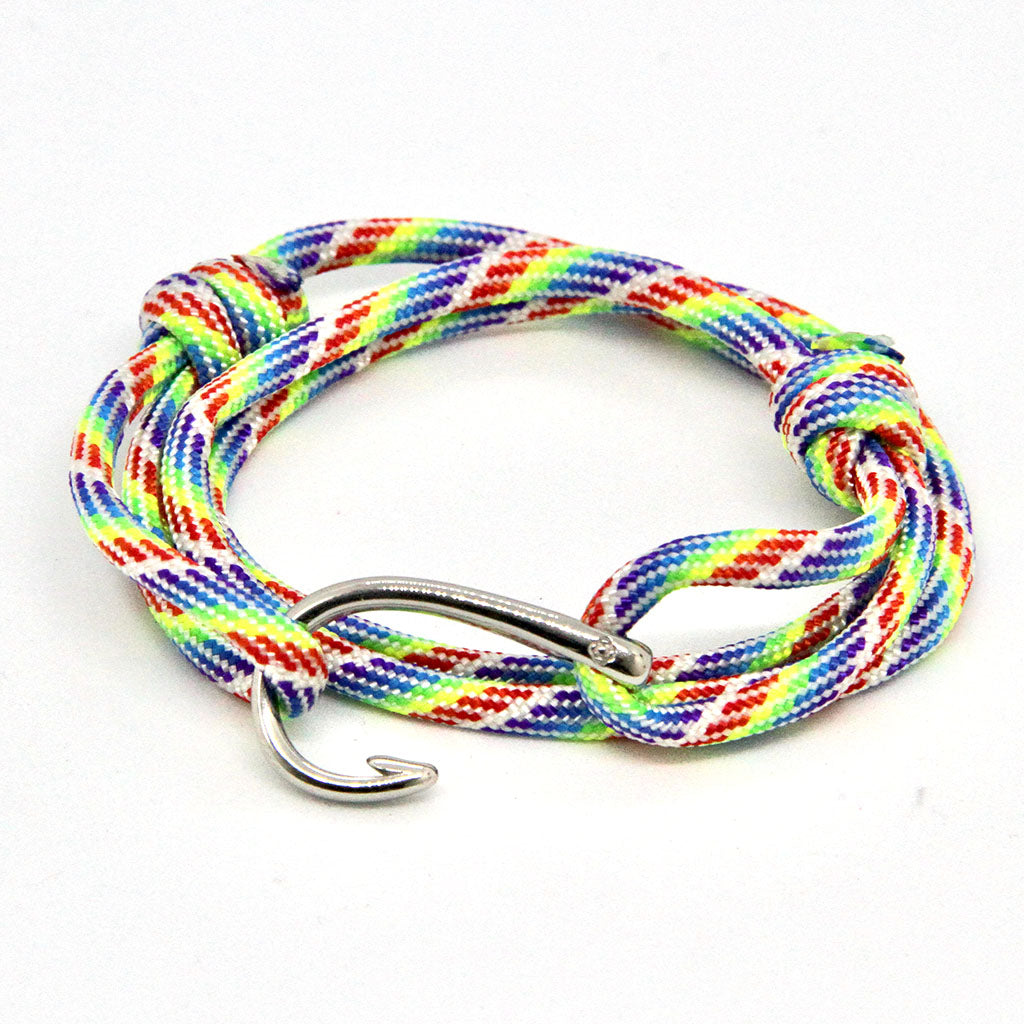 Adjustable Fish Hook Wrap, Bracelet or Anklet 14 Color Options Mystic Knotwork Rainbow (#137) 