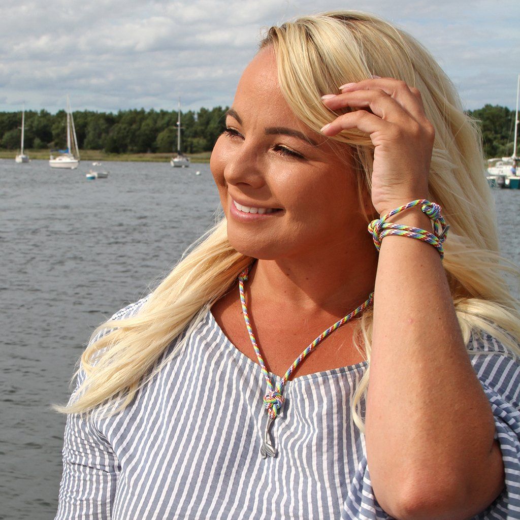 Rainbow Whale Tail Adjustable Necklace Stainless Steel 137 Mystic Knotwork 