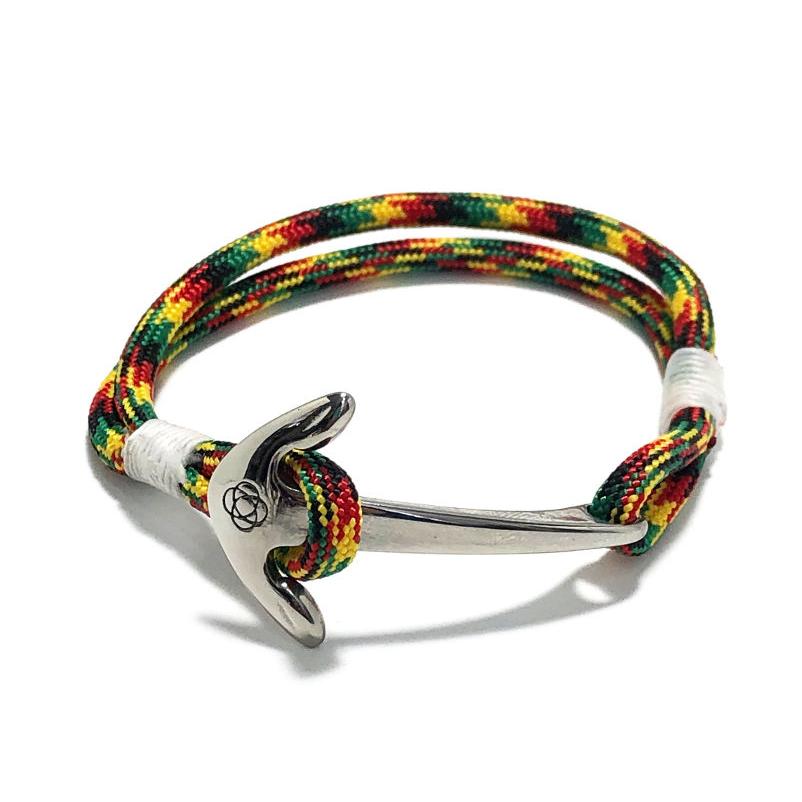 Nautical Knot Rasta Nautical Anchor Bracelet Stainless Steel 191 handmade at Mystic Knotwork