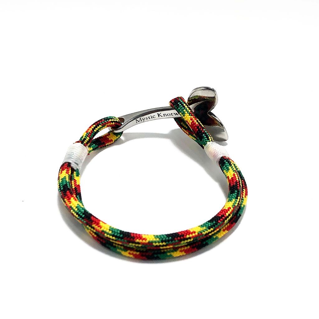 Nautical Knot Rasta Nautical Whale Tail Bracelet Stainless Steel 191 handmade at Mystic Knotwork