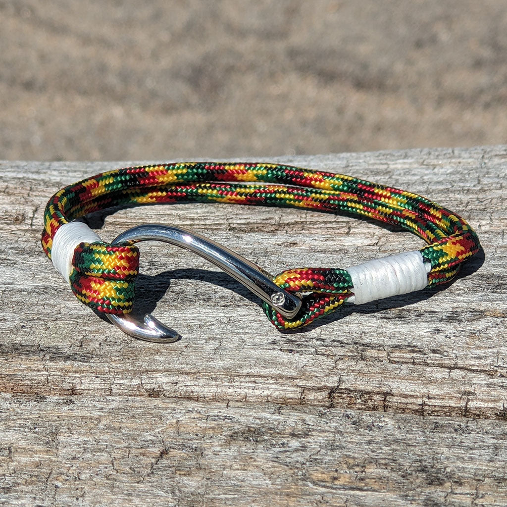 Rasta Nautical Fish Hook Bracelet 191 Bracelets Mystic Knotwork 