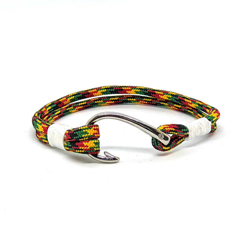 etsy fish hook wristband Rasta Nautical Fish Hook Bracelet 191 Small 6"