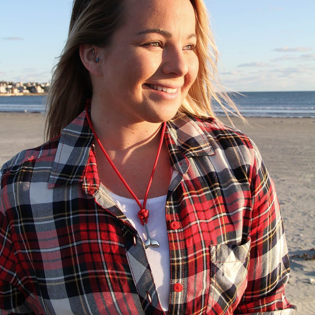 Red Whale Tail Adjustable Necklace Stainless Steel 028 Mystic Knotwork 