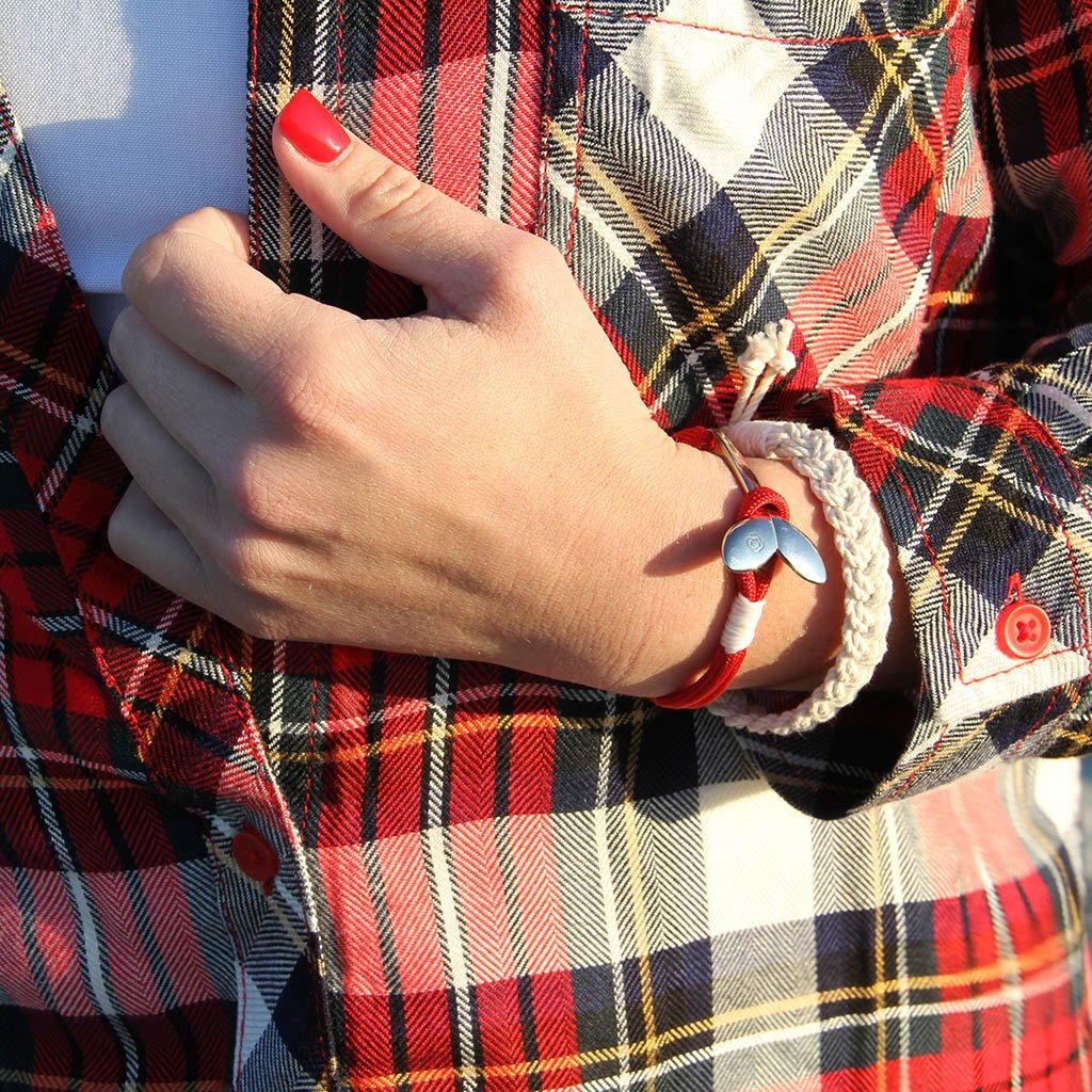 Red Nautical Whale Tail Bracelet Stainless Steel 028 Mystic Knotwork 