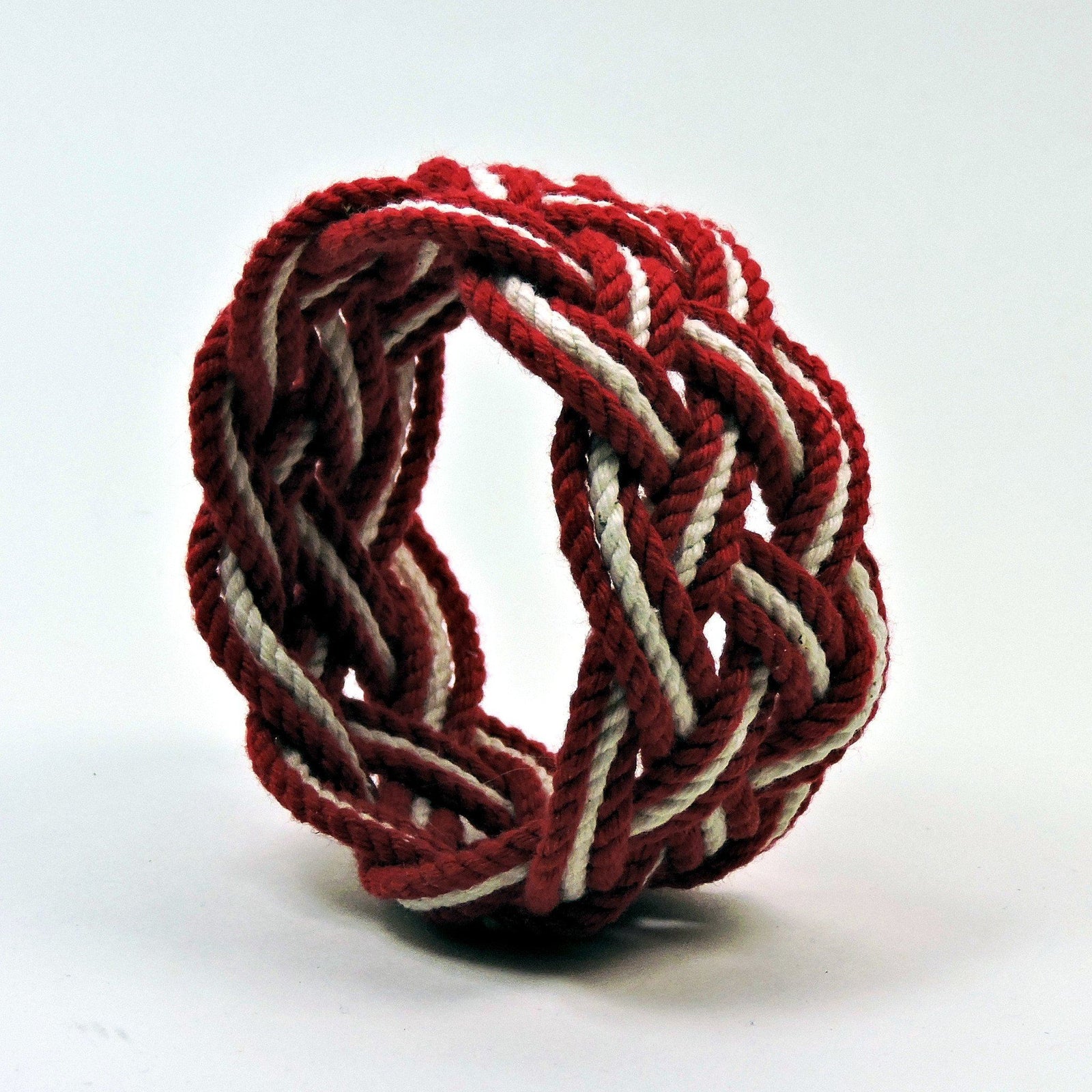 Nautical Knot Wide Striped Sailor Knot Bracelet handmade at Mystic Knotwork
