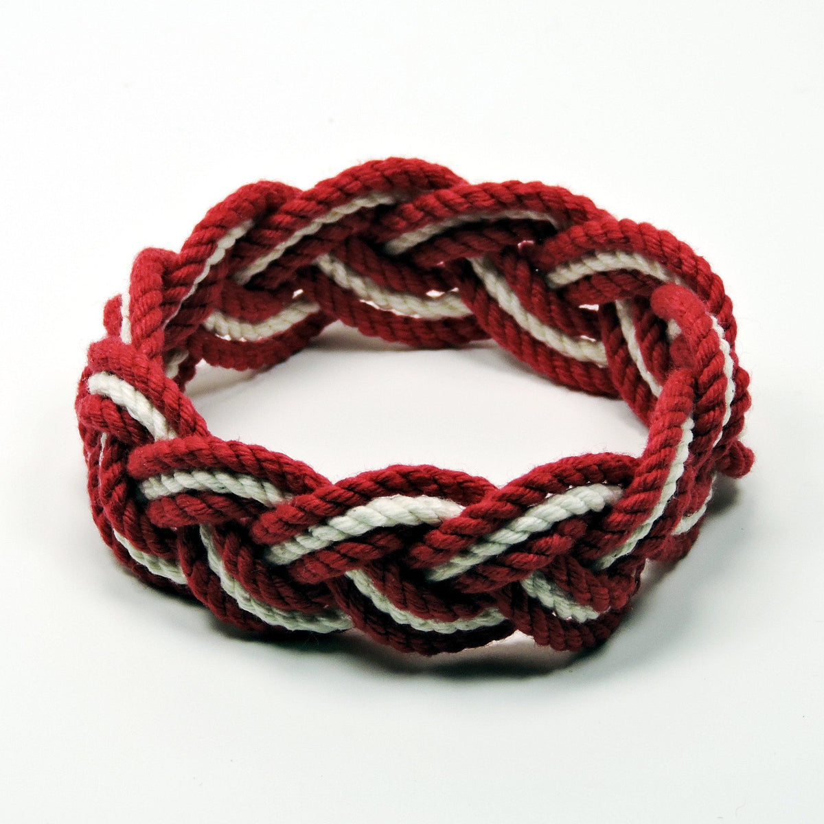 Nautical Knot Striped Sailor Bracelet, Nautical Colors w/ White Stripe handmade at Mystic Knotwork