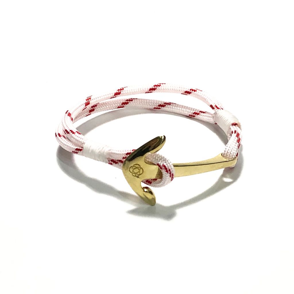 Red Stripe Nautical Anchor Bracelet Brass 164 Mystic Knotwork 