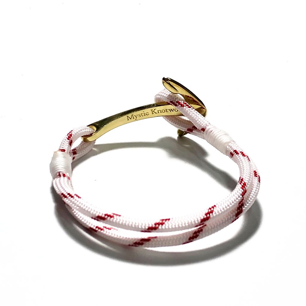 Red Stripe Nautical Anchor Bracelet