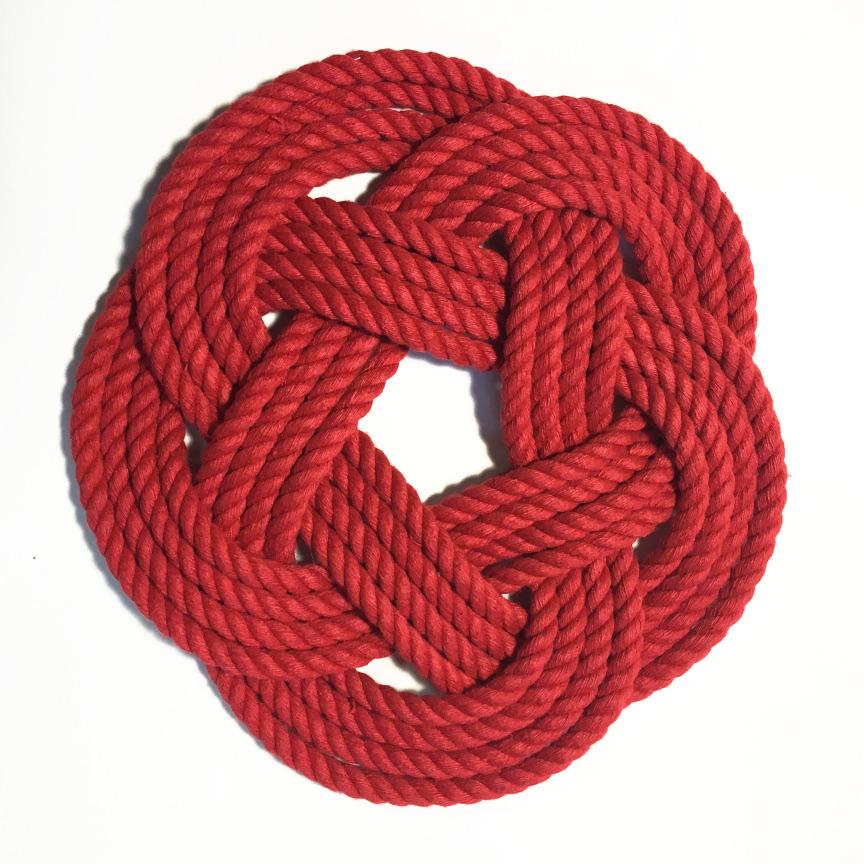 10 Nautical Sailor Knot Trivet, Navy Cotton Rope, Large