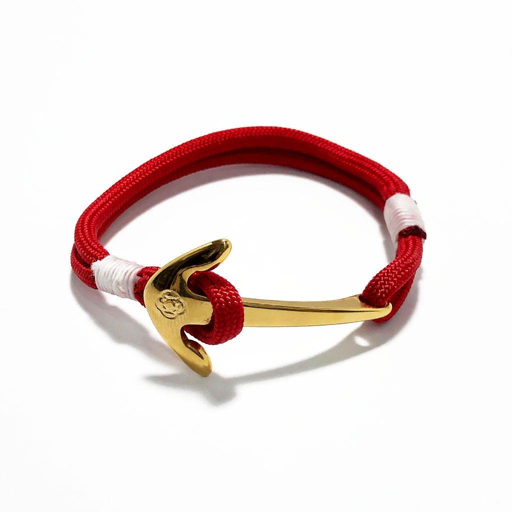 Nautical Rope Bracelet With Gold Anchor - Helm & Harbor - Dog