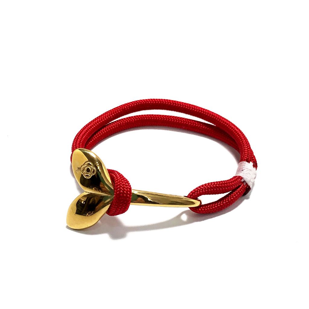 Red Nautical Whale Tail Bracelet Brass 028 Mystic Knotwork 