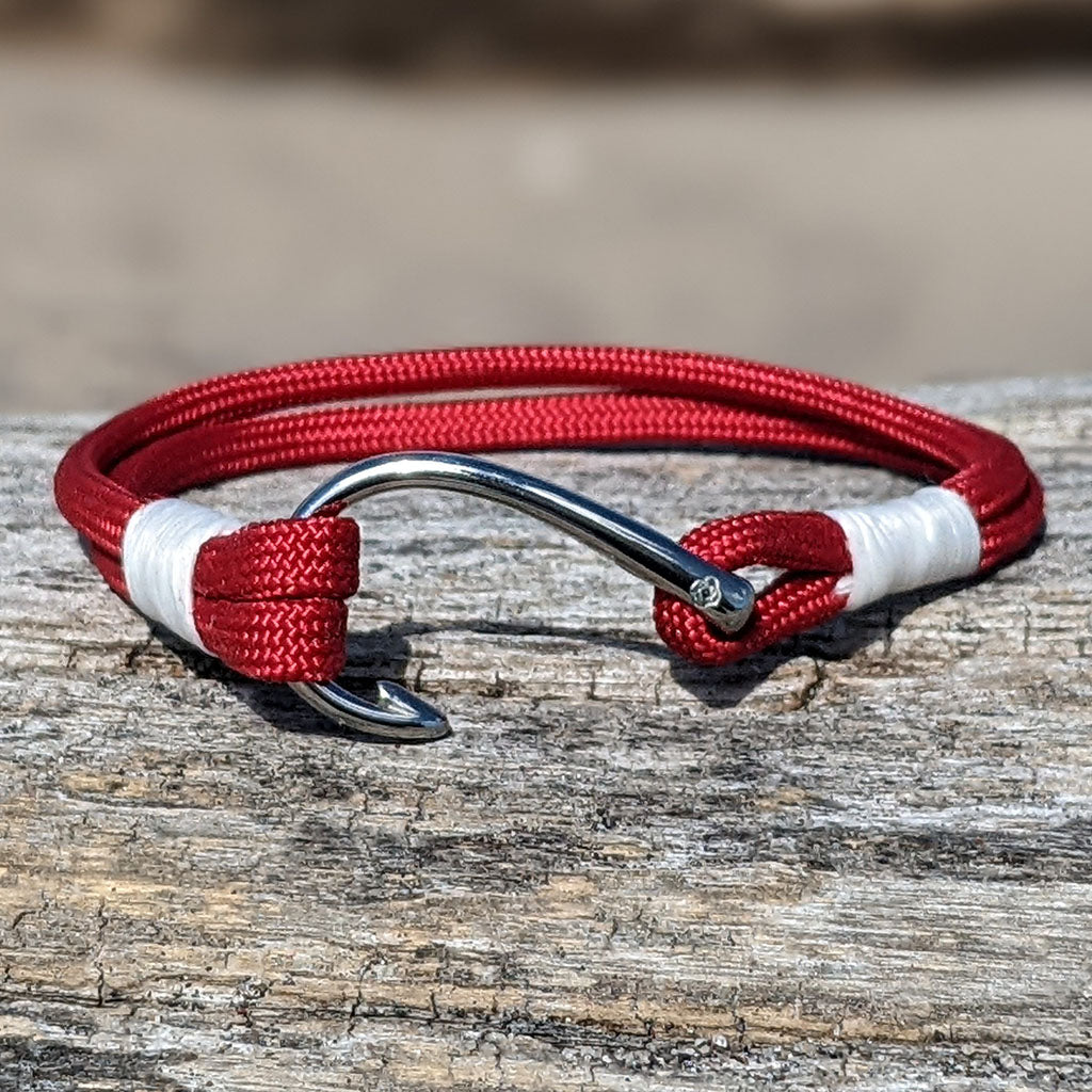 Red Nautical Fish Hook Bracelet 028 Mystic Knotwork 