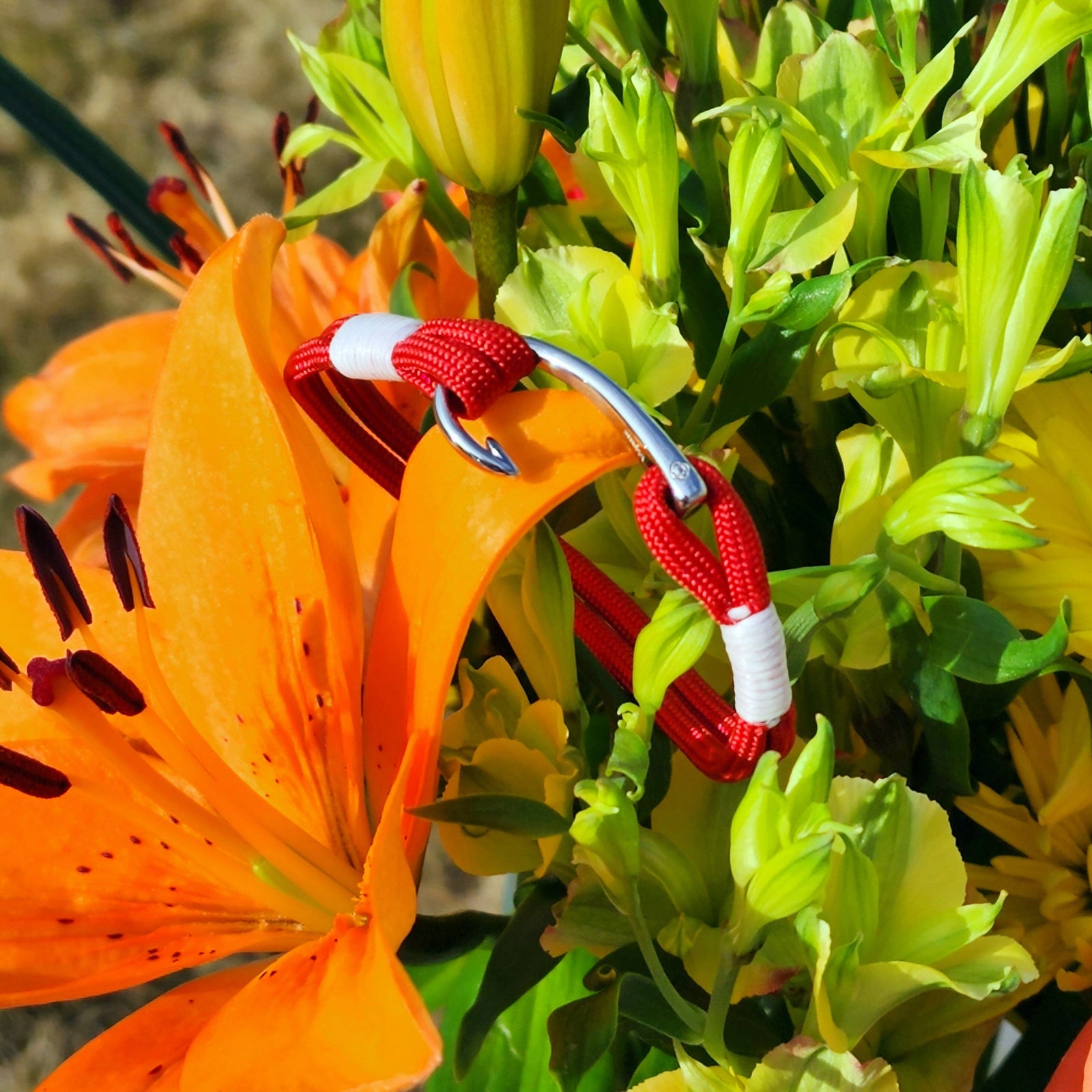 Red Nautical Fish Hook Bracelet 028 Mystic Knotwork 