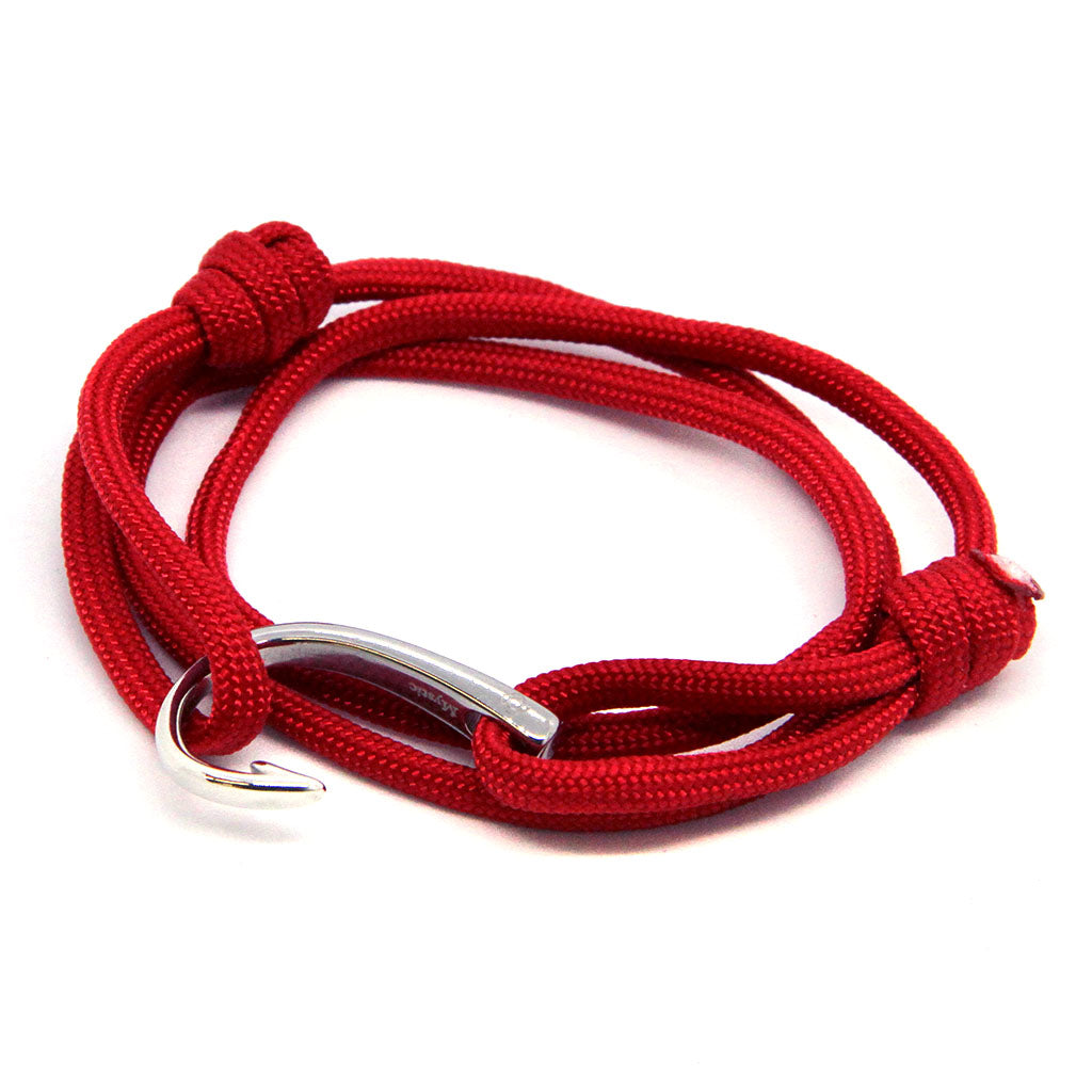 Bent Nail on Red Nylon Cord Bracelet