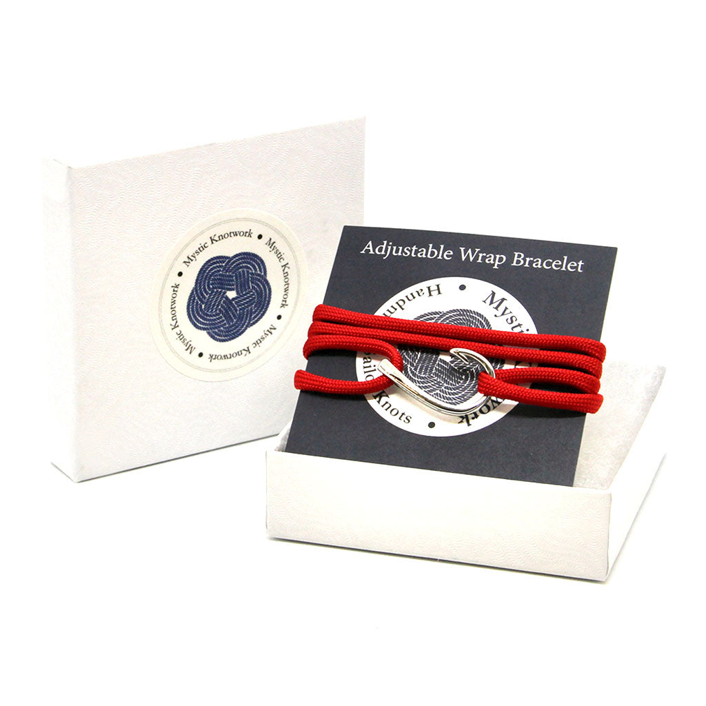 Adjustable Fish Hook Wrap Burgundy 22 Bracelets Mystic Knotwork 