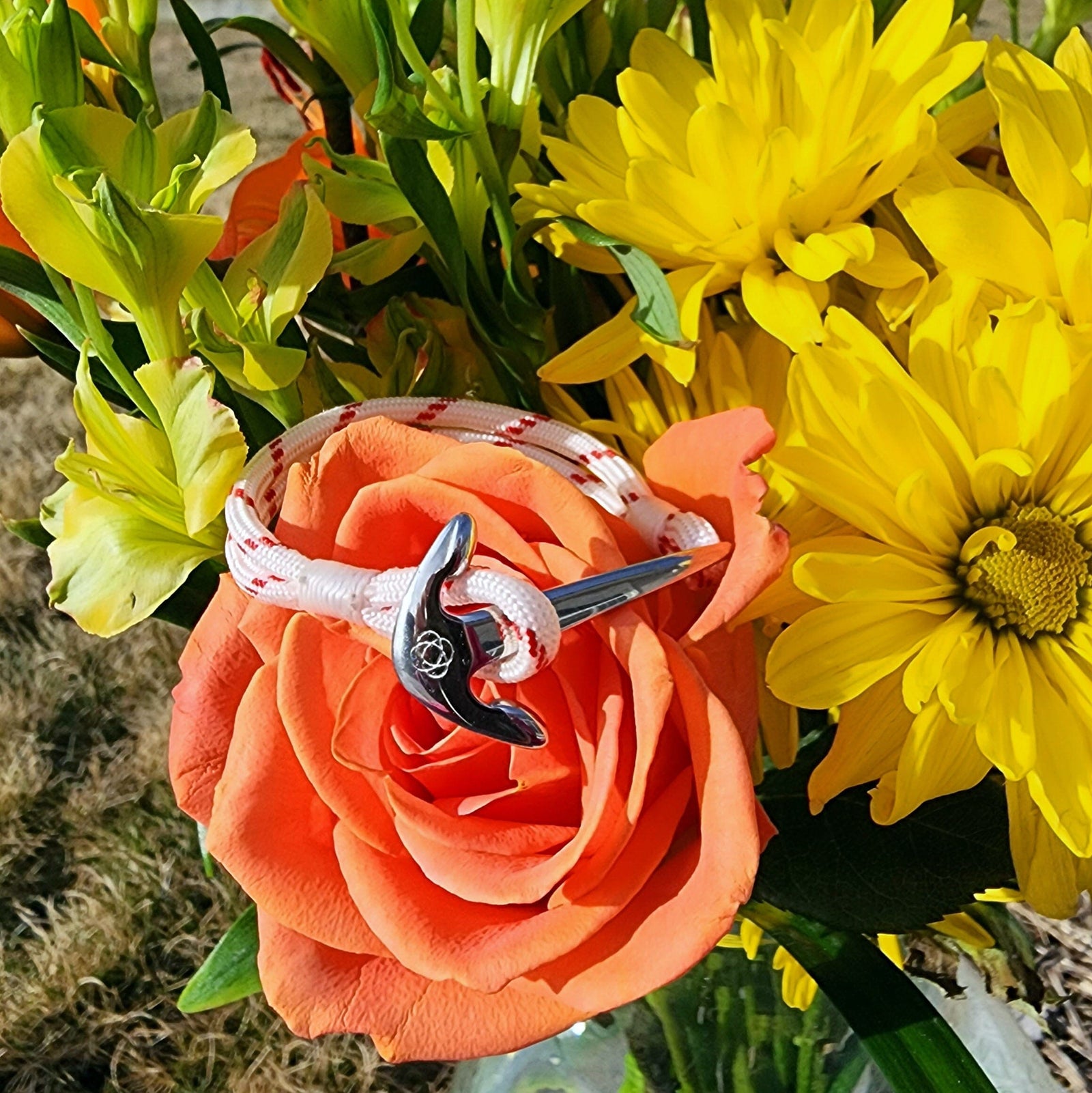 Red Stripe Nautical Anchor Bracelet Stainless Steel 164 Mystic Knotwork 