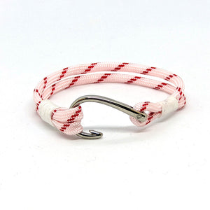 Fish Hook Nautical Bracelet 14 Color Choices Mystic Knotwork Small 6" red stripe 